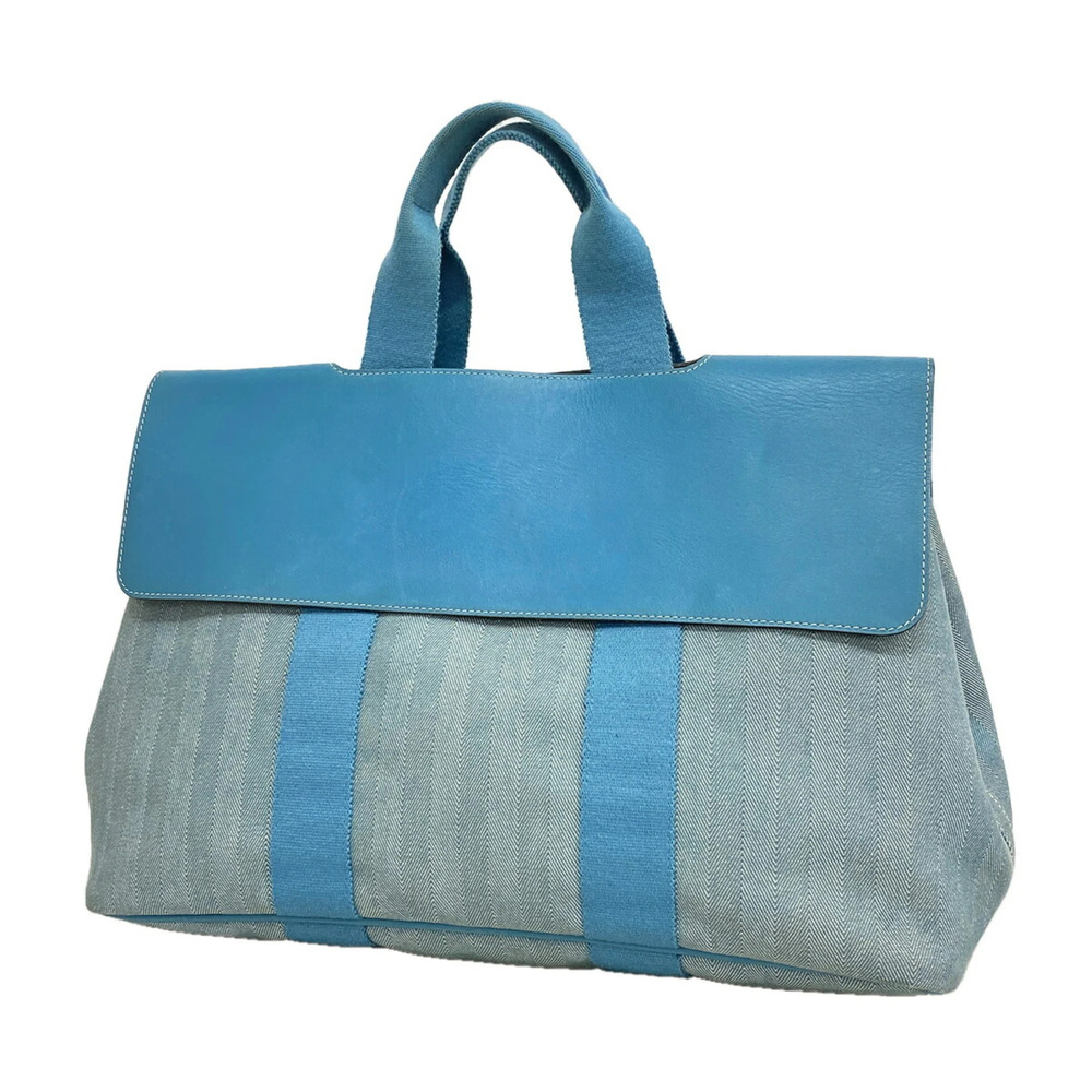 Hermes Valparaiso MM Toile Chevron Blue Jean Women's Bag/Tote Bag